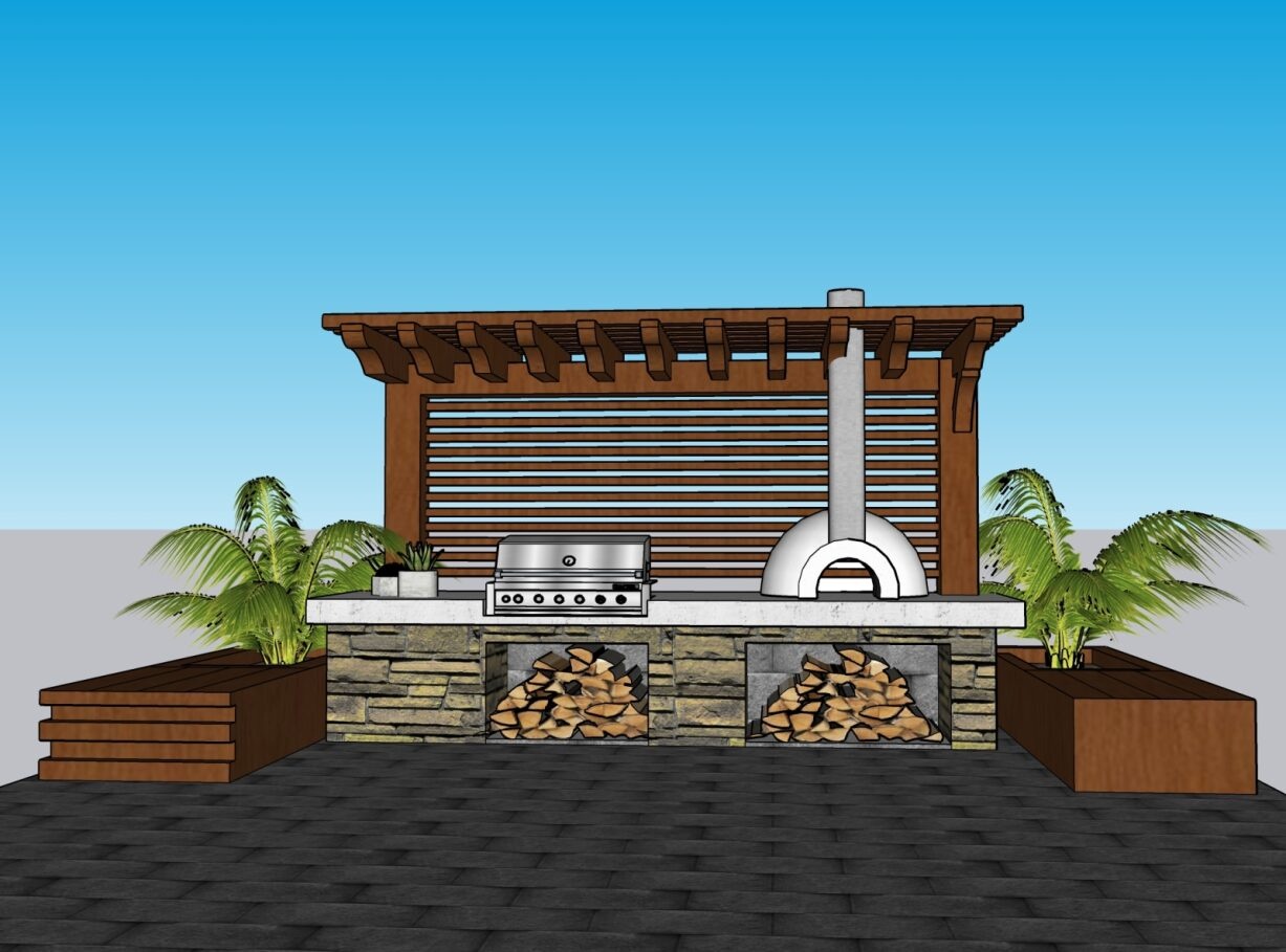 Craftsman working with timber for outdoor structure